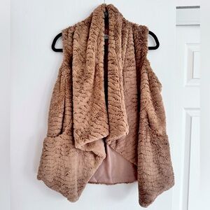 Jolt Faux Fur Drapey Vest - 100% Polyester - Brown - Women’s Size M